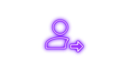 Glowing neon icon of a person with an arrow pointing right, symbolizing user interaction or forwarding