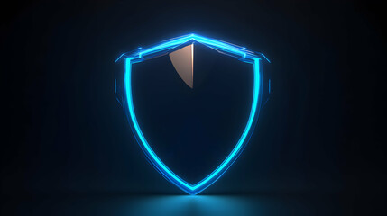 Modern Digital Shield Design with Neon Blue Light Effects