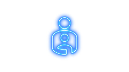 Neon Family Care Icon, Neon icon of a parent holding a child, symbolizing family care
