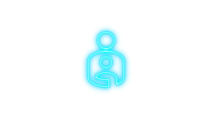 Neon Family Care Icon, Neon icon of a parent holding a child, symbolizing family care