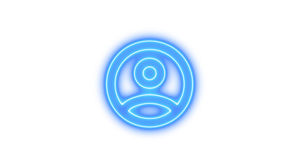Glowing neon icon resembling a person or user profile symbol