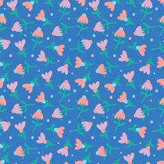 Cute flowers seamless pattern. Pastel texture in retro style. A delicate background for baby fabric and album.