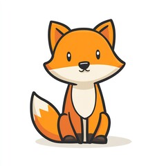 Obraz premium Cute cartoon fox sitting calmly