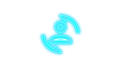 Obraz premium Neon icon of a person with two arrows circling around, symbolizing user interaction or refresh