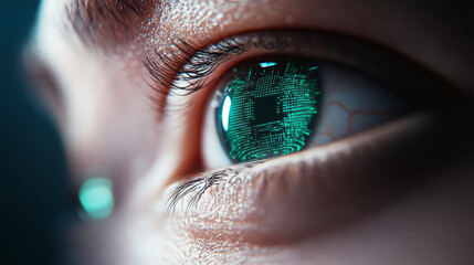 Futuristic vision: artificially enhanced human eye concept in genetic engineering