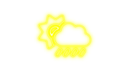 Bright Weather Icon, Neon cloud sun icon glow with transparent background