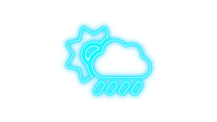 Bright Weather Icon, Neon cloud sun icon glow with transparent background