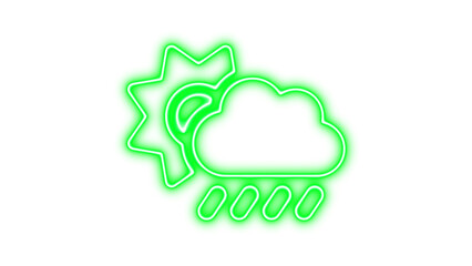 Bright Weather Icon, Neon cloud sun icon glow with transparent background