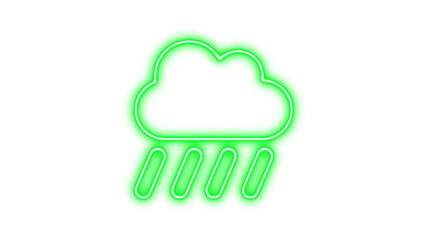 Neon cloud-showers-heavy icon glow with transparent background