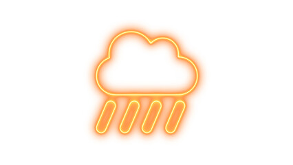 Neon cloud-showers-heavy icon glow with transparent background