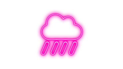 Neon cloud-showers-heavy icon glow with transparent background
