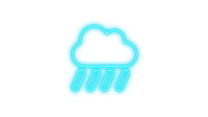 Neon cloud-showers-heavy icon glow with transparent background