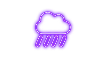 Neon cloud-showers-heavy icon glow with transparent background
