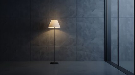 Illuminated Floor Lamp:  A modern lamp illuminates the space's dark corner.