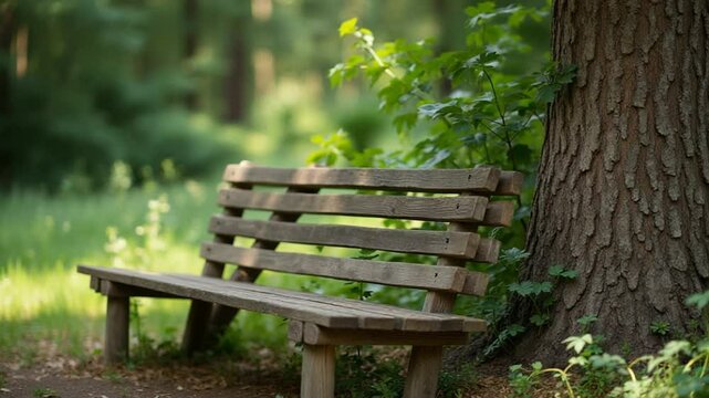 Wooden bench in nature
