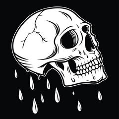 Adobe Illustrator Artwork Skull Dripping Vector illustration on black background  Vector. 