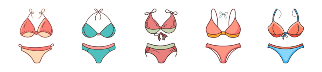 bikini icon, bikini line art - simple line art of bikini, perfect for bikini logos and icons