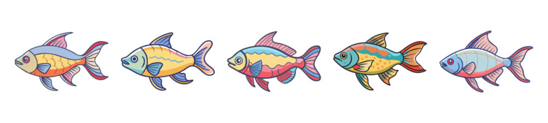 bolivian ram fish icon, bolivian ram fish line art - simple line art of bolivian ram fish, perfect for bolivian ram fish logos and icons