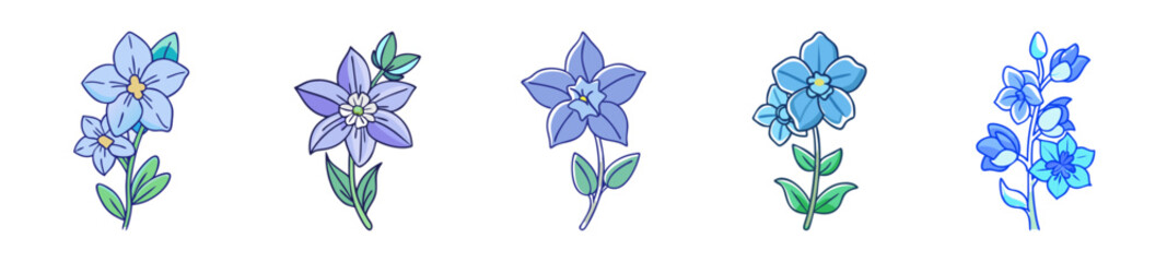 Naklejka premium delphinium flower icon, delphinium flower line art - simple line art of delphinium flower, perfect for delphinium flower logos and icons