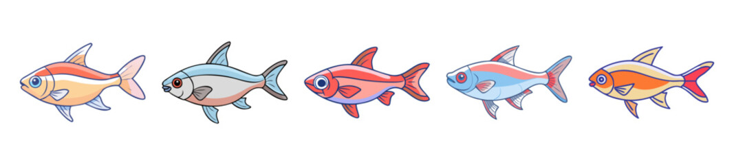 rummy nose tetra fish icon, rummy nose tetra fish line art - simple line art of rummy nose tetra fish, perfect for rummy nose tetra fish logos and icons