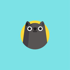Cute cat icon logo flat vector design