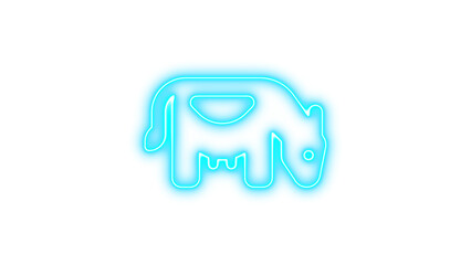 Neon outline of a cow on a black background, glowing effect