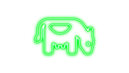 Fototapeta premium Neon outline of a cow on a black background, glowing effect