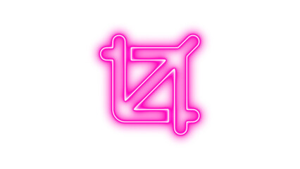 Glowing neon crop tool icon, symbolizing image editing