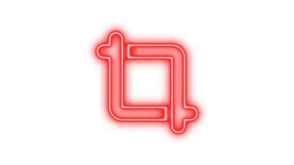 Glowing neon crop tool icon on a transparent background