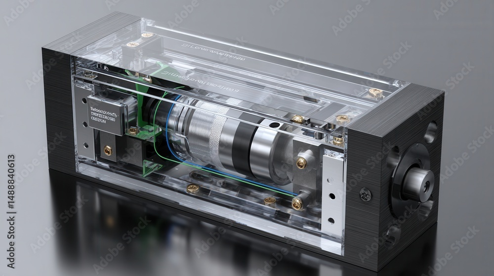 Poster a machine is shown in a clear case, with the inside of the machine visible