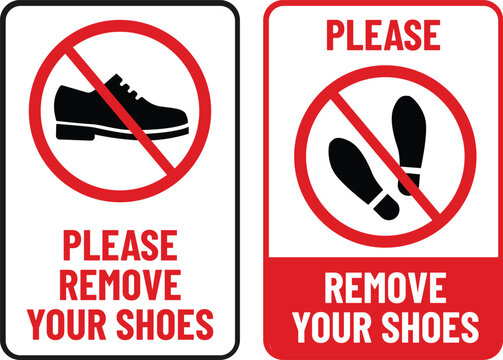 Please remove your shoes print ready sign vector
