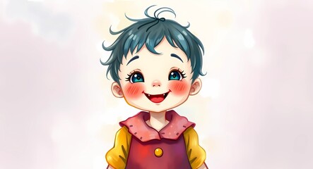 Cute cartoon baby illustration for kids books and happy children educational content