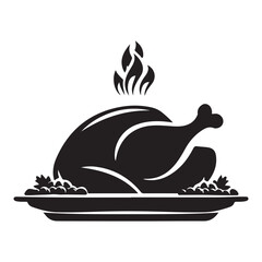 Fried chicken and turkey. concept for thanksgiving, silhouette roasted chicken icon