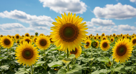 sunflower field with blue sky. Field
