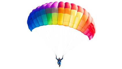 Rainbow parachute skydiver extreme sport adventure