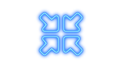 Glowing Neon Arrows Sign, Neon minimize icon glow with transparent background