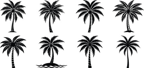 palm tree silhouettes on white background