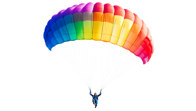 Rainbow parachute skydiver extreme sport adventure