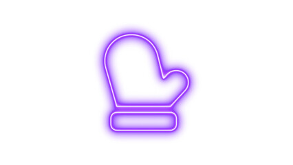 Neon Winter Mitten Outline, Neon mitten icon glow with transparent background