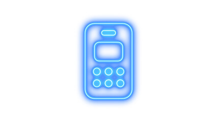 Obraz premium Neon Retro Mobile Phone Icon, Neon mobile retro icon glow with transparent background