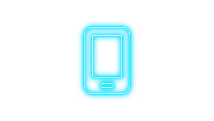 Glowing Neon Smartphone Icon, Neon mobile screen icon glow with transparent background