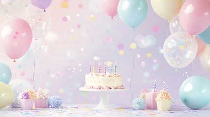 Pastel birthday celebration scene
