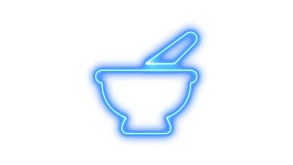 Glowing Neon Mortar and Pestle Icon, Neon mortar pestle icon glow with transparent background
