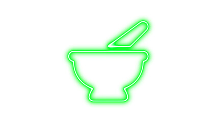 Glowing Neon Mortar and Pestle Icon, Neon mortar pestle icon glow with transparent background