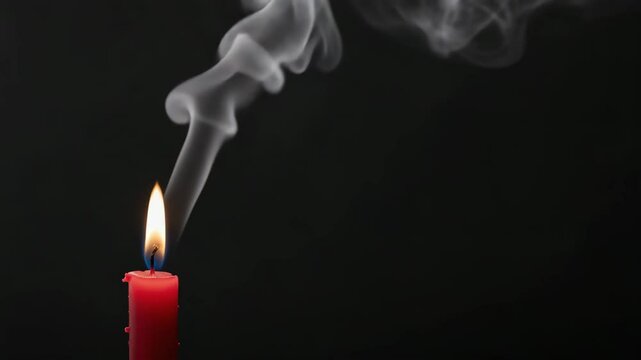 Vela de cera acesa em fundo preto

