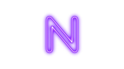 Glowing Neon Letter N, Neon n icon glow with transparent background