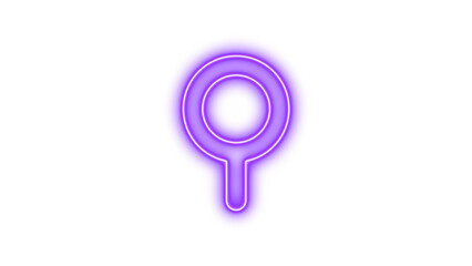 Glowing Neon Magnifying Glass Icon, Neon neuter icon glow with transparent background