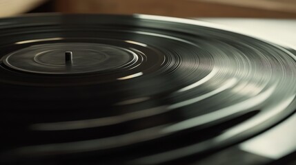 Close-up view of a spinning vinyl record player.