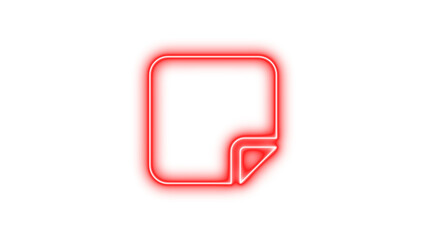 Glowing neon icon of a square with a folded corner, symbolizing a digital document or note