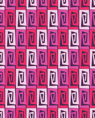 Modern Abstract Geometric Pinks on Purple Seamless Repeat